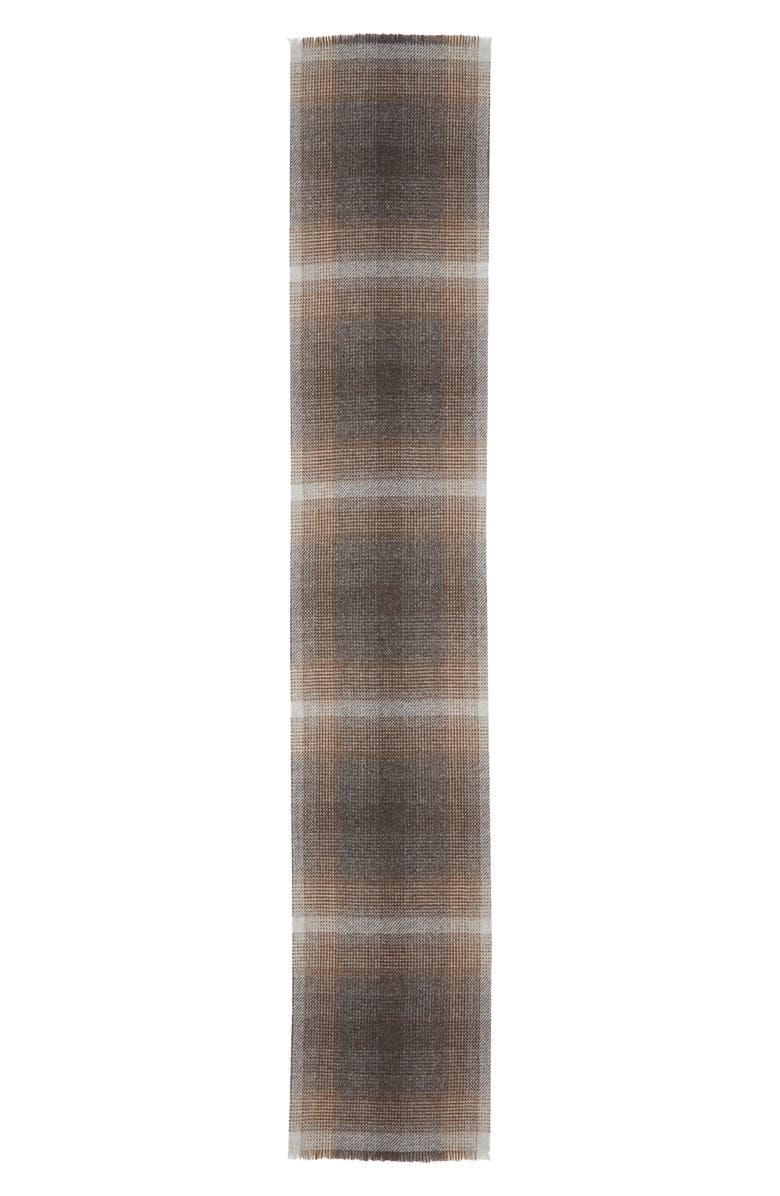 Andrew Stewart Texture Plaid Cashmere Scarf, Alternate, color, Black