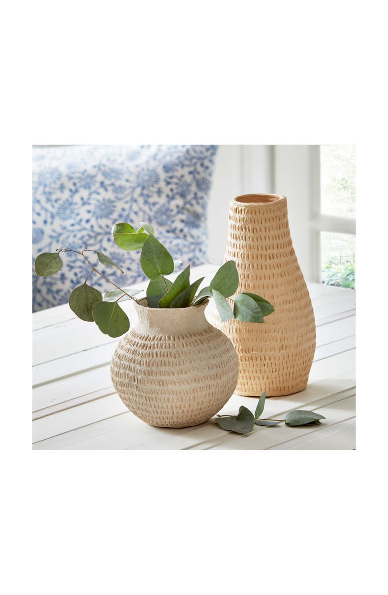 tag Paper Mache Cream Decorative Indoor Vase Non Water Tight, Alternate, color, Beige