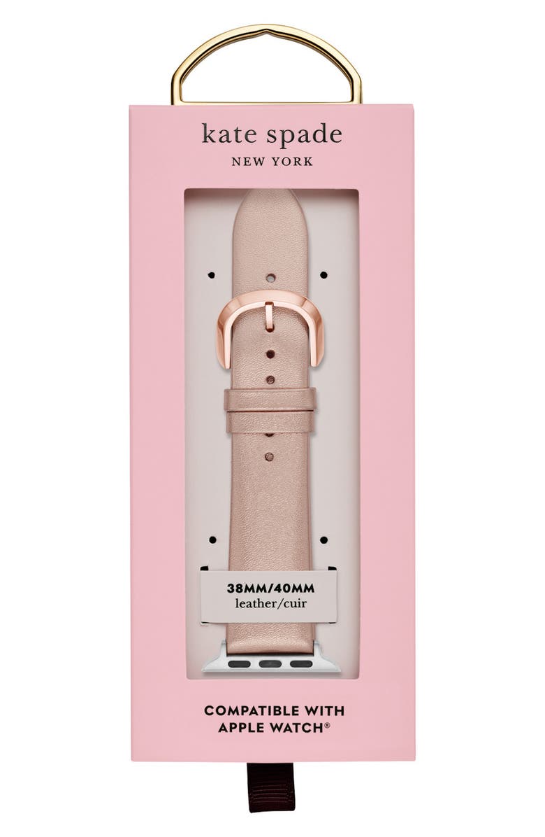 Kate Spade New York metallic leather 20mm Apple Watch<sup>®</sup> watchband, Alternate, color,