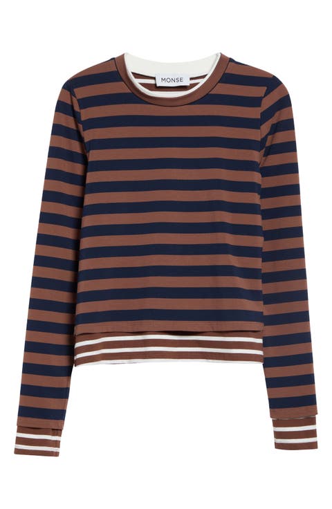 Asymmetric Twisted Striped T-Shirt