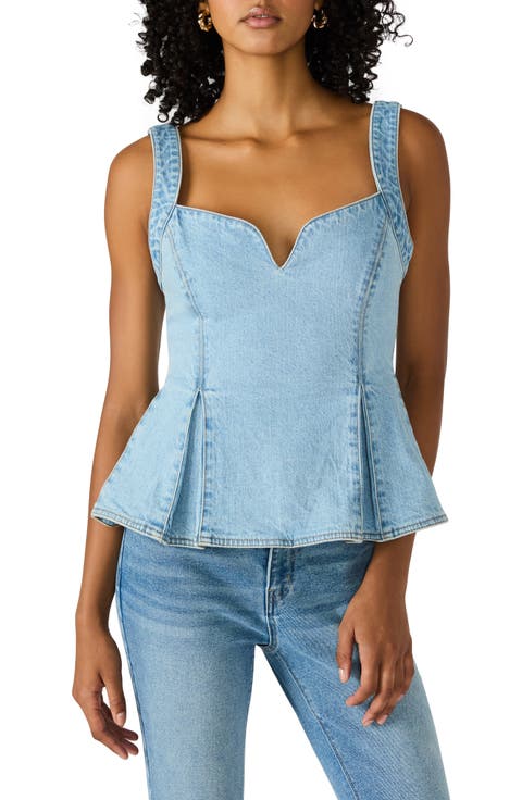 Zenia Stretch Cotton Peplum Top