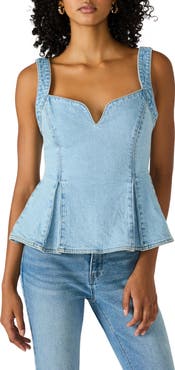 Steve Madden Zenia Stretch Cotton Peplum Top