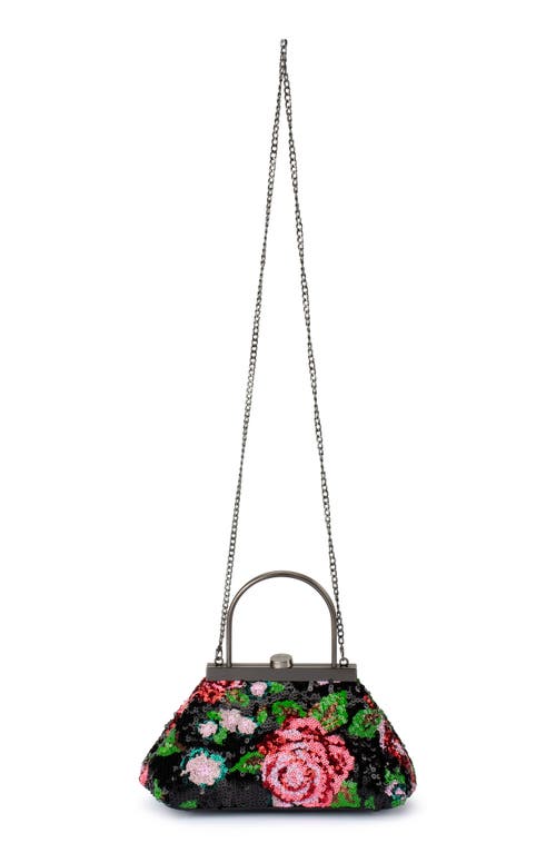 Olga Berg Audrey Sequin Top Handle Bag In Black