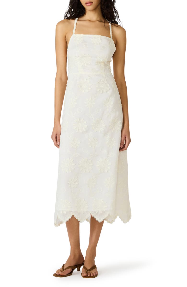 Steve Madden Riyan Embroidered Sleeveless Midi Dress, Main, color, Cream