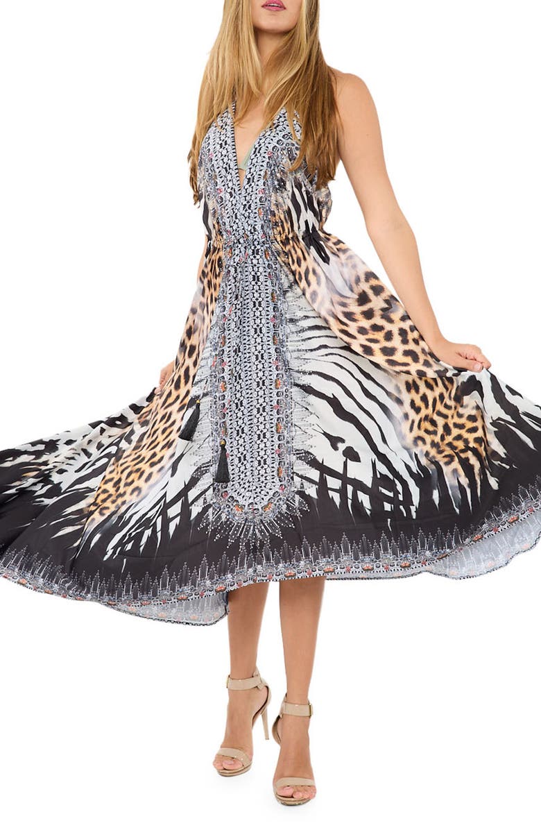 RANEES Brown Halter Dress, Main, color, Brown