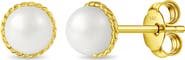 In Season Jewelry 14k Braided Edge Pearl Girl Earrings