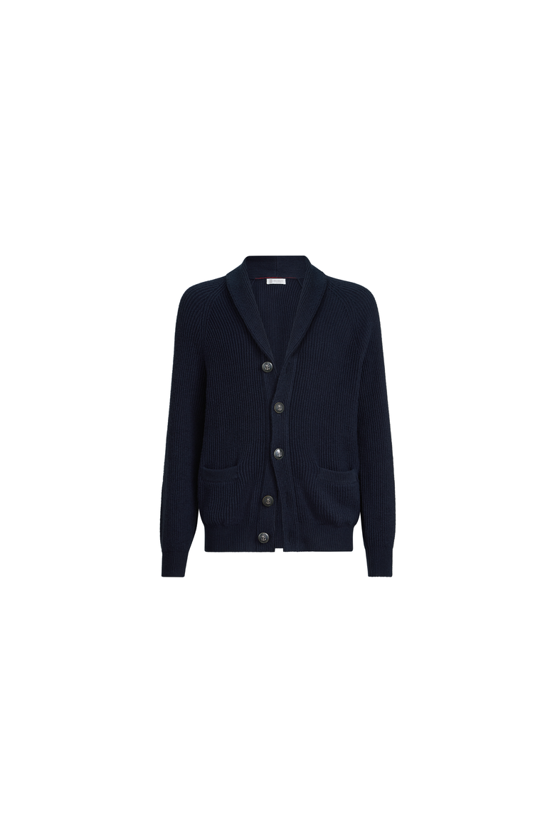 Malfilé cotton English rib cardigan with raglan sleeves, Alternate, color, Navy Blue
