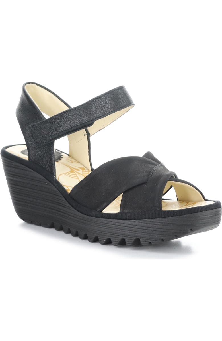 Fly London Yorg Ankle Strap Platform Wedge Sandal, Main, color,