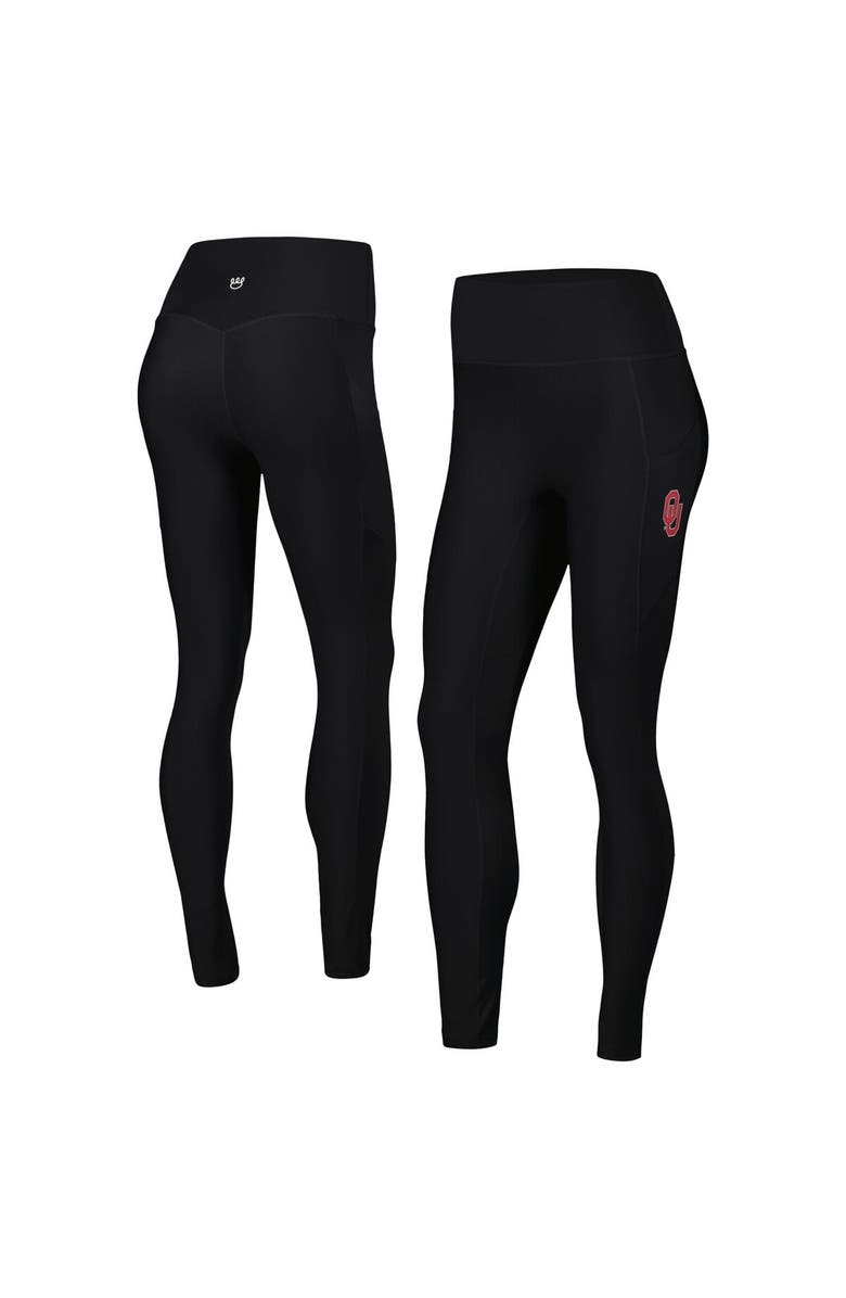KADYLUXE Women's  Black Oklahoma Sooners 7/8 Mixed Media Pocket iLeggings, Main, color, 