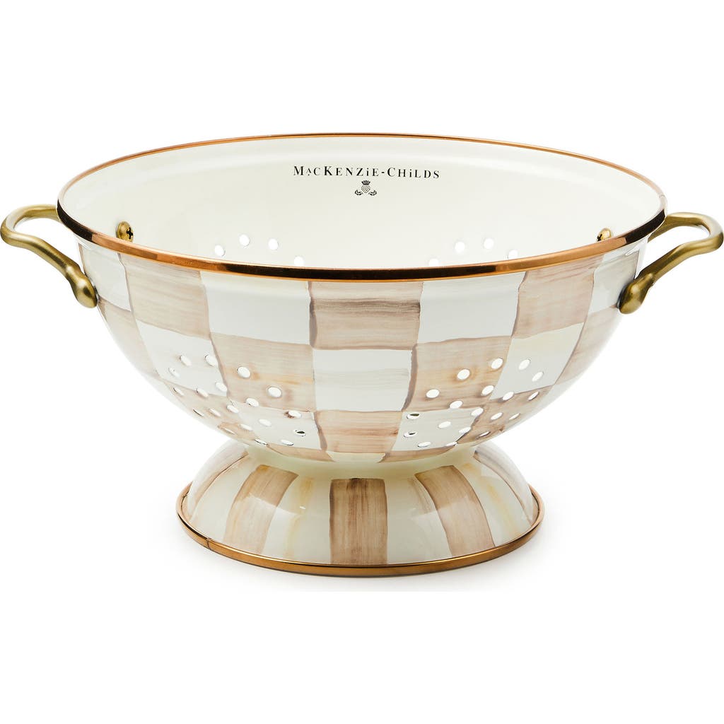 Mackenzie-childs Mackenzie Childs Mocha Check Large Colander In Neutral