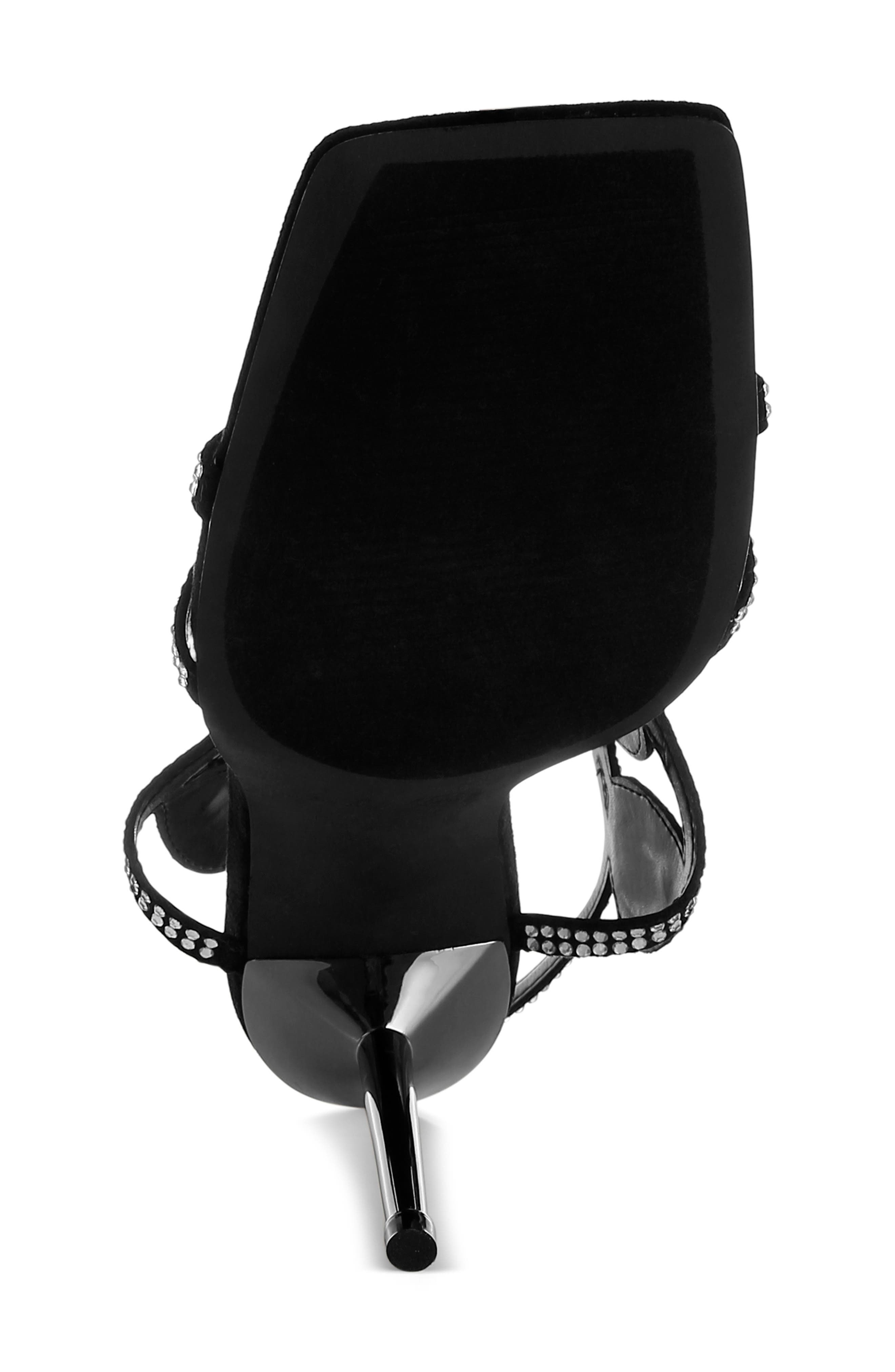 LONDON RAG Fialka Crystal Embellished Stiletto Sandal, Alternate, color, Black