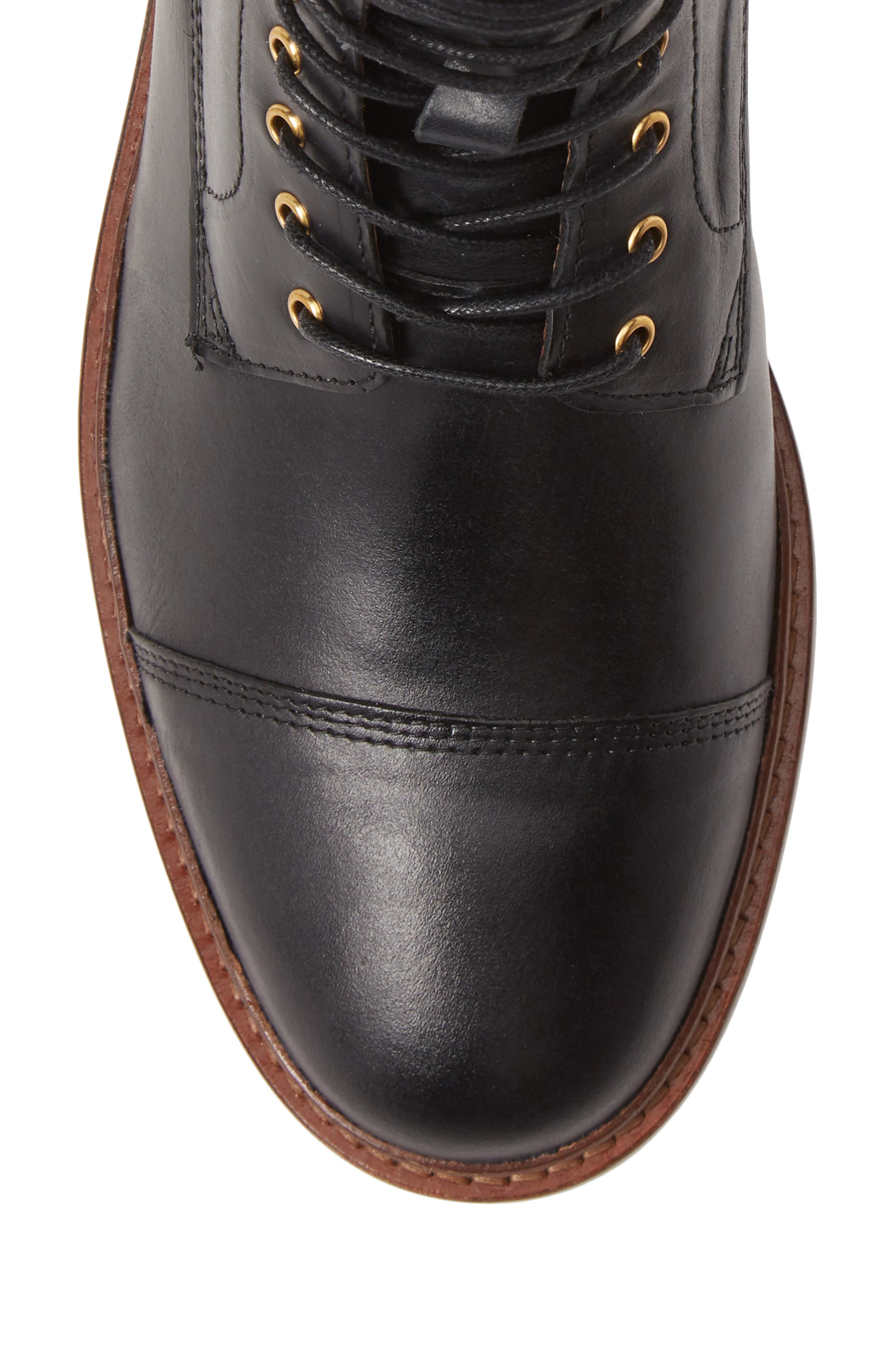 Curtis Cap Toe Boot, Alternate, color, BLACK LEATHER