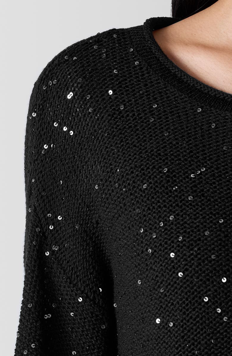Eileen Fisher Sequin Wool Sweater, Alternate, color, Black
