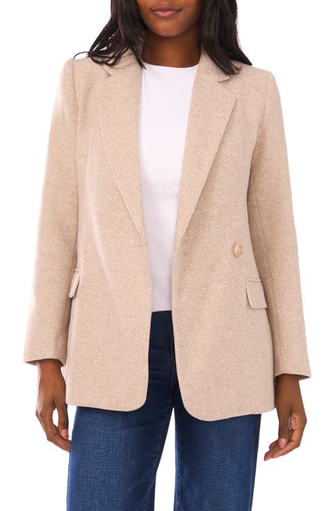 One-Button Herringbone Blazer