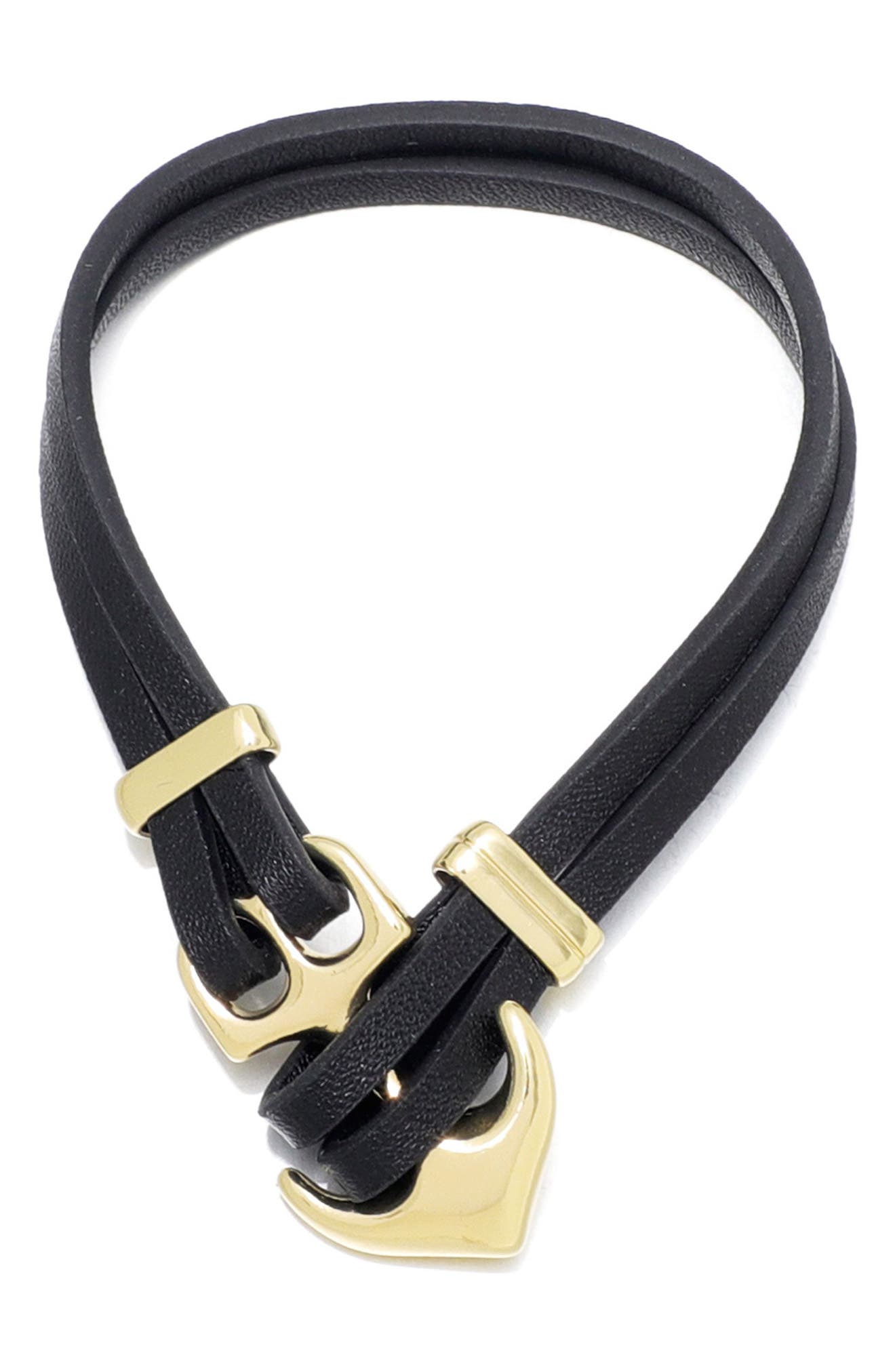 Men's Anchor Double Wrap Leather Bracelet