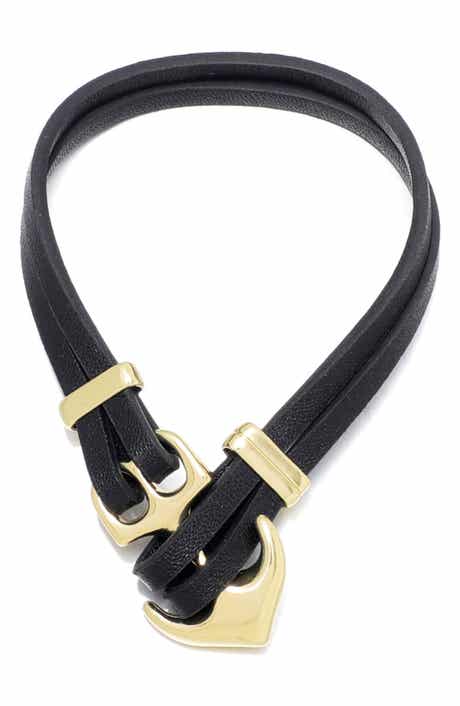 Men's Anchor Double Wrap Leather Bracelet