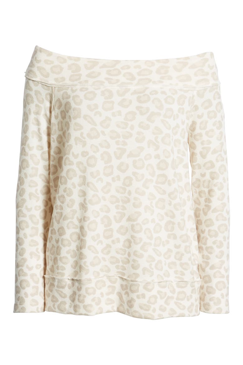x Living in Yellow Mary Fleece Off the Shoulder Top (Nordstrom Exclusive), Alternate, color, OATMEAL ANIMAL