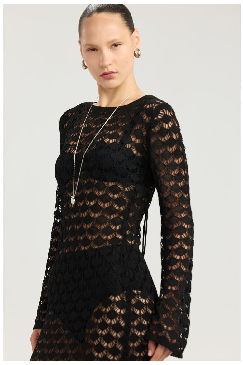 Rama Open Back Crochet Maxi Dress Cover-Up, Alternate, color, Black