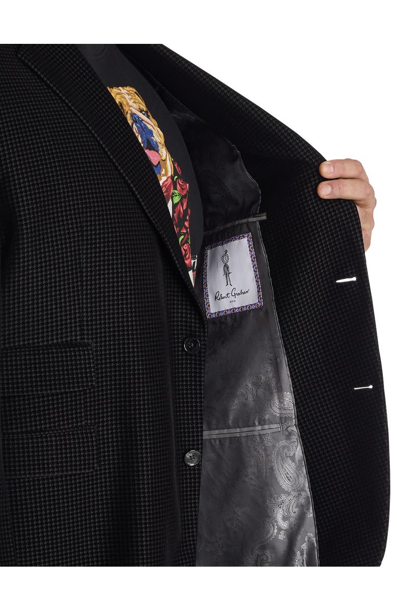 Robert Graham Big & Tall Colden Houndstooth Blazer, Alternate, color, Black