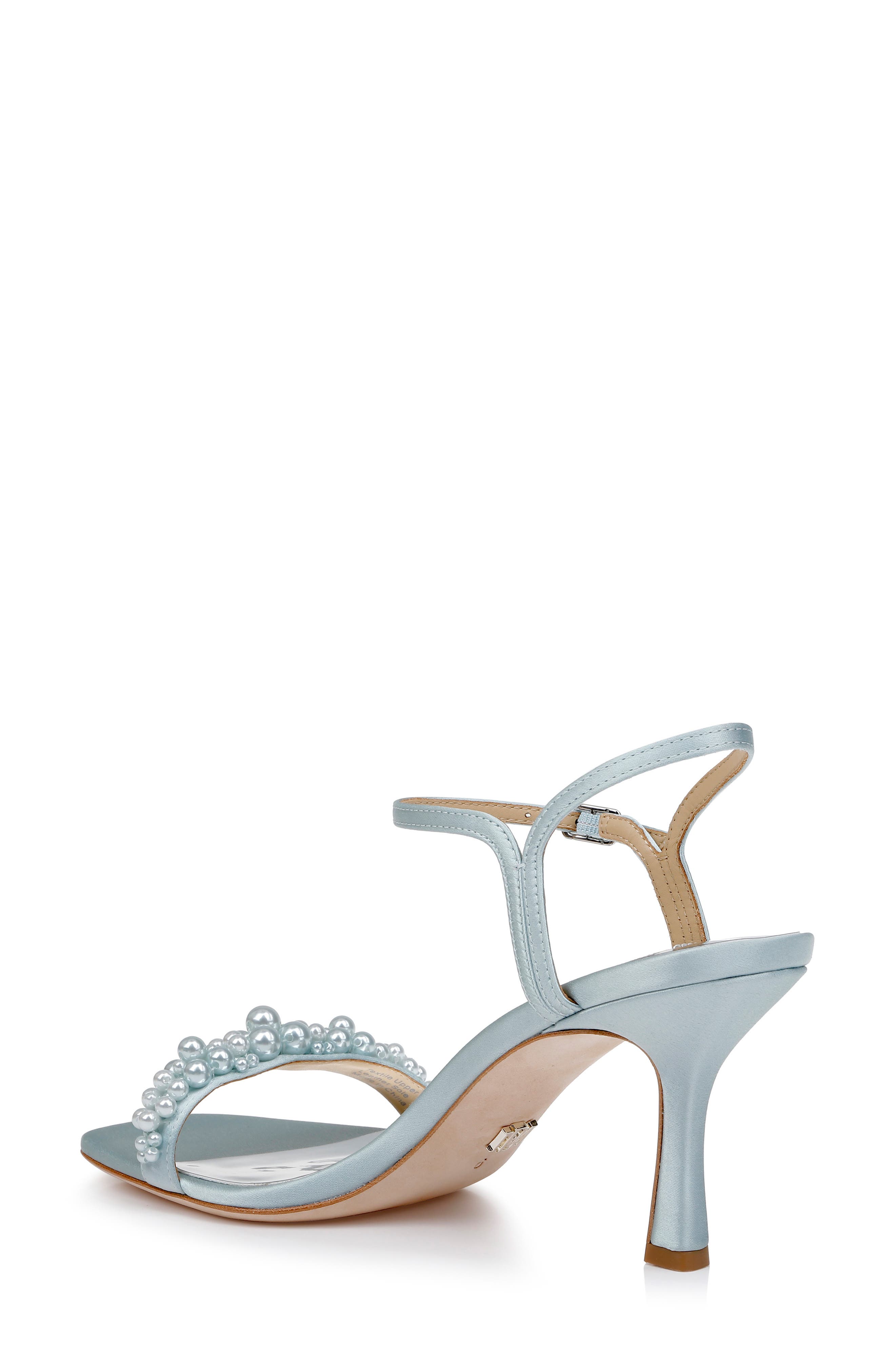 BADGLEY MISCHKA Caitlyn Metallic Satin Sandal, Alternate, color, Mist St