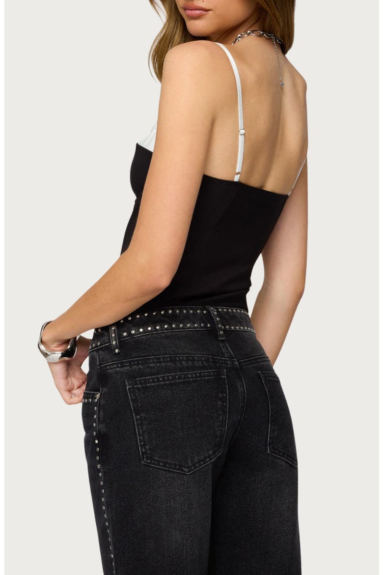 Contrast Peekaboo Camisole, Alternate, color, BLACK-AND-WHITE