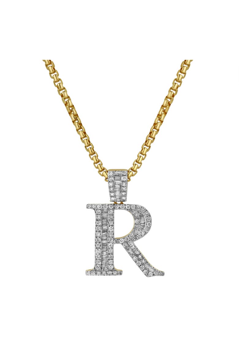 R Initial Diamond Pendant 10K Yellow Gold - 0.86 Carats, Main, color, 10K Yellow Gold