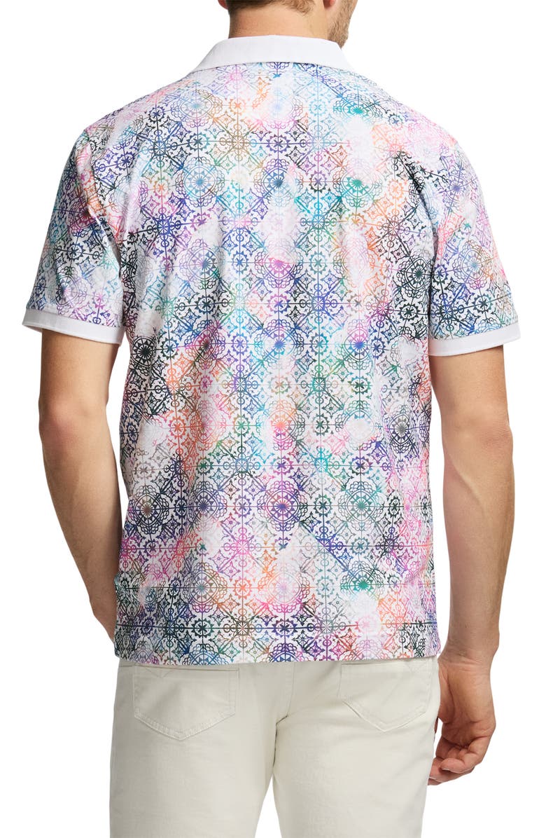 Robert Graham Gower Cotton Knit Polo, Alternate, color, Multi White