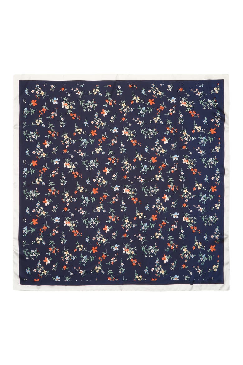 Mini Flowers Scarf, Alternate, color, NAVY/ MULTI