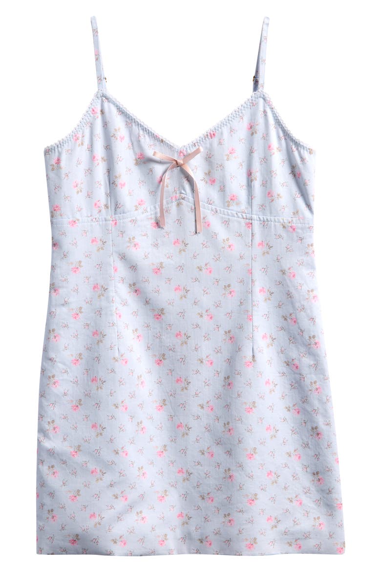 Velasca Picot Trim Stretch Cotton Dress, Main, color, CHAPPARAL BLUE
