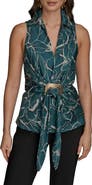 Donna Karan New York Floral Faux Wrap Sleeveless Top