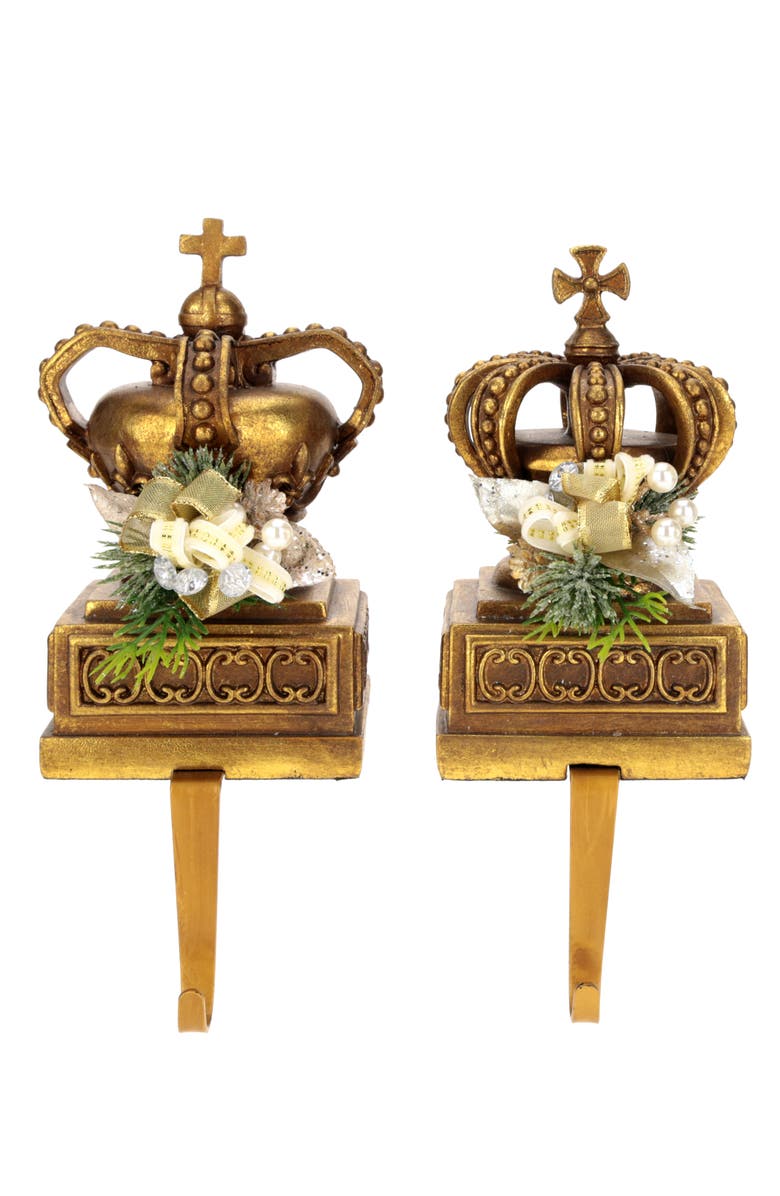 Mark Roberts Jeweled Crown Stocking Holder, Set of 2, Main, color, Gold