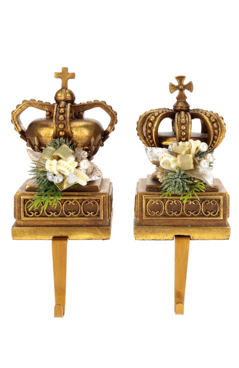 Jeweled Crown Stocking Holder, Set of 2
