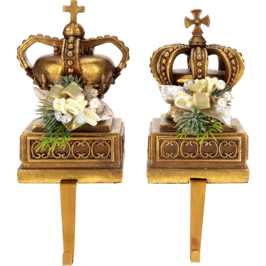 Mark Roberts Jeweled Crown Stocking Holder, Set Of 2 In Gold