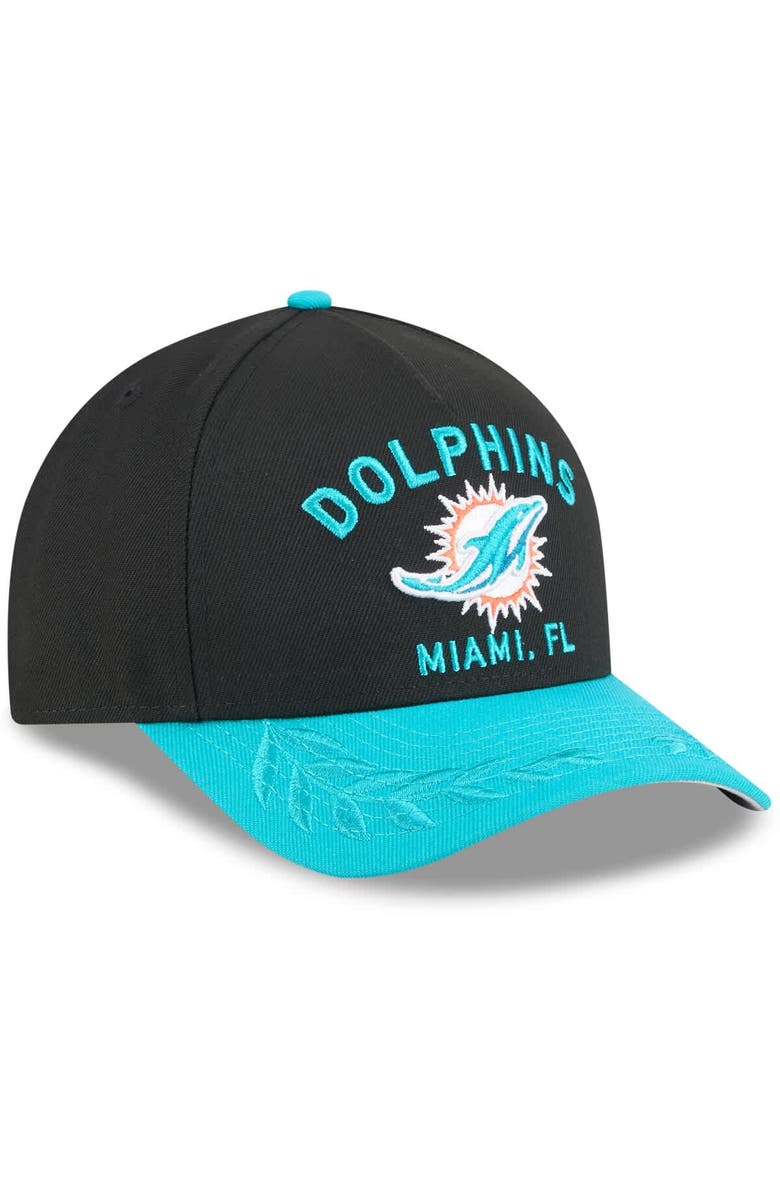 New Era Men's New Era Black/Aqua Miami Dolphins 2025 NFL Draft 9FORTY A-Frame M-Crown Adjustable Hat, Alternate, color, Black