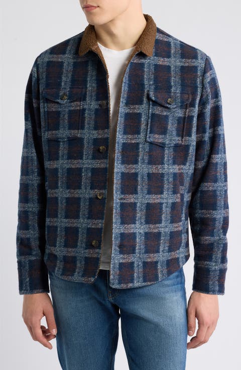 Wool Blend Plaid Shirt Jacket