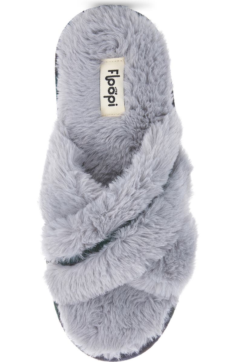 FLOOPI Morgan Faux Fur Crossband Slipper, Alternate, color, Grey