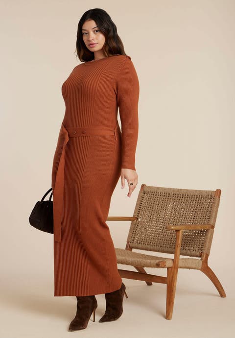 Multi Rib Maxi Sweater Dress (Plus)