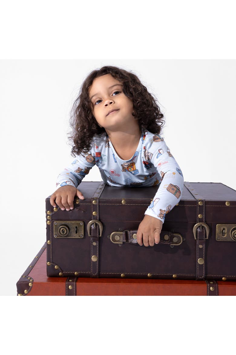 Kids' Vintage Suitcases Set of 2 Piece Pajamas, Alternate, color, Vintage Suitcases
