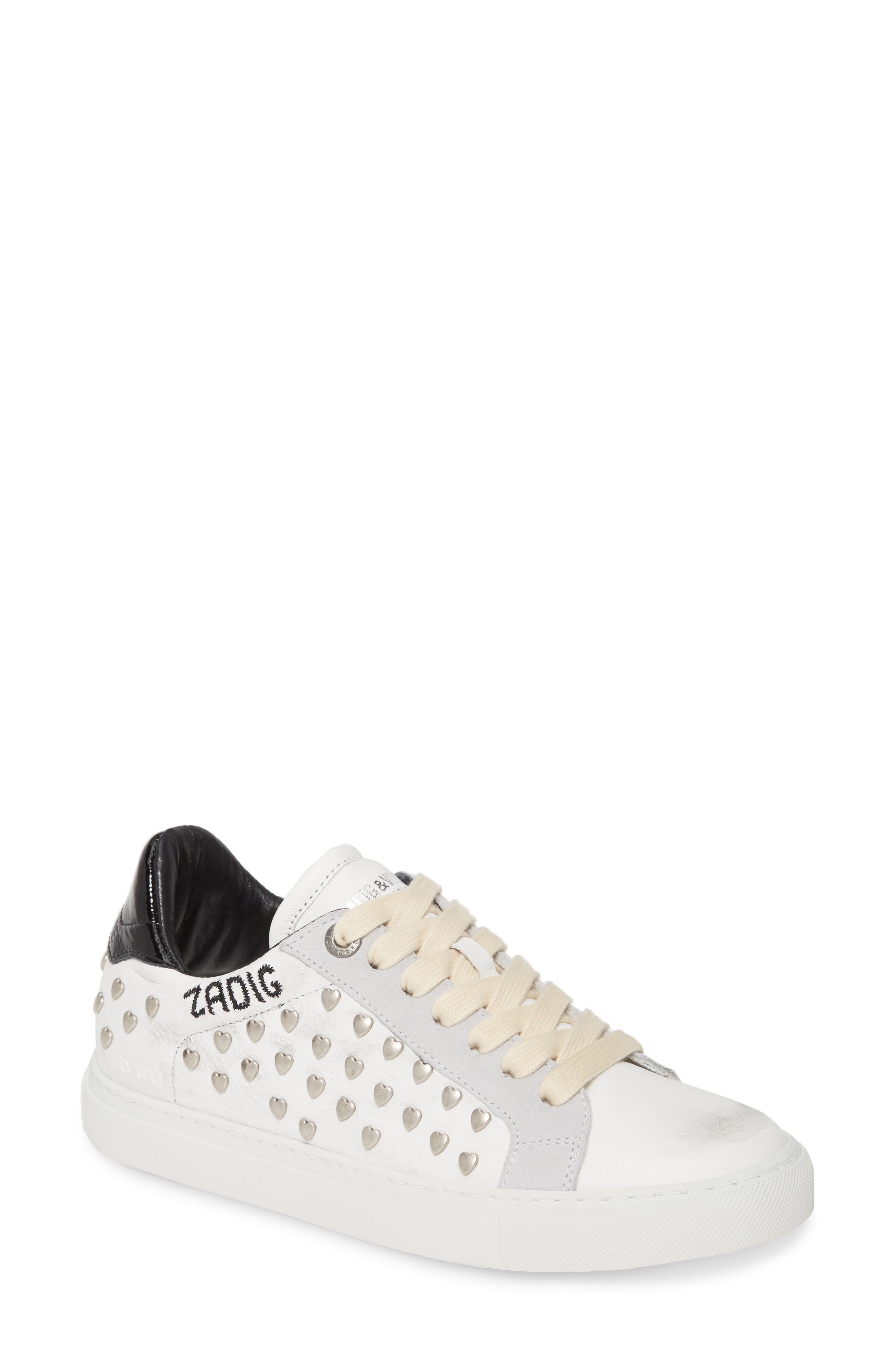 Zadig & Voltaire ZV1747 Heart Stud Sneaker, Main, color, 