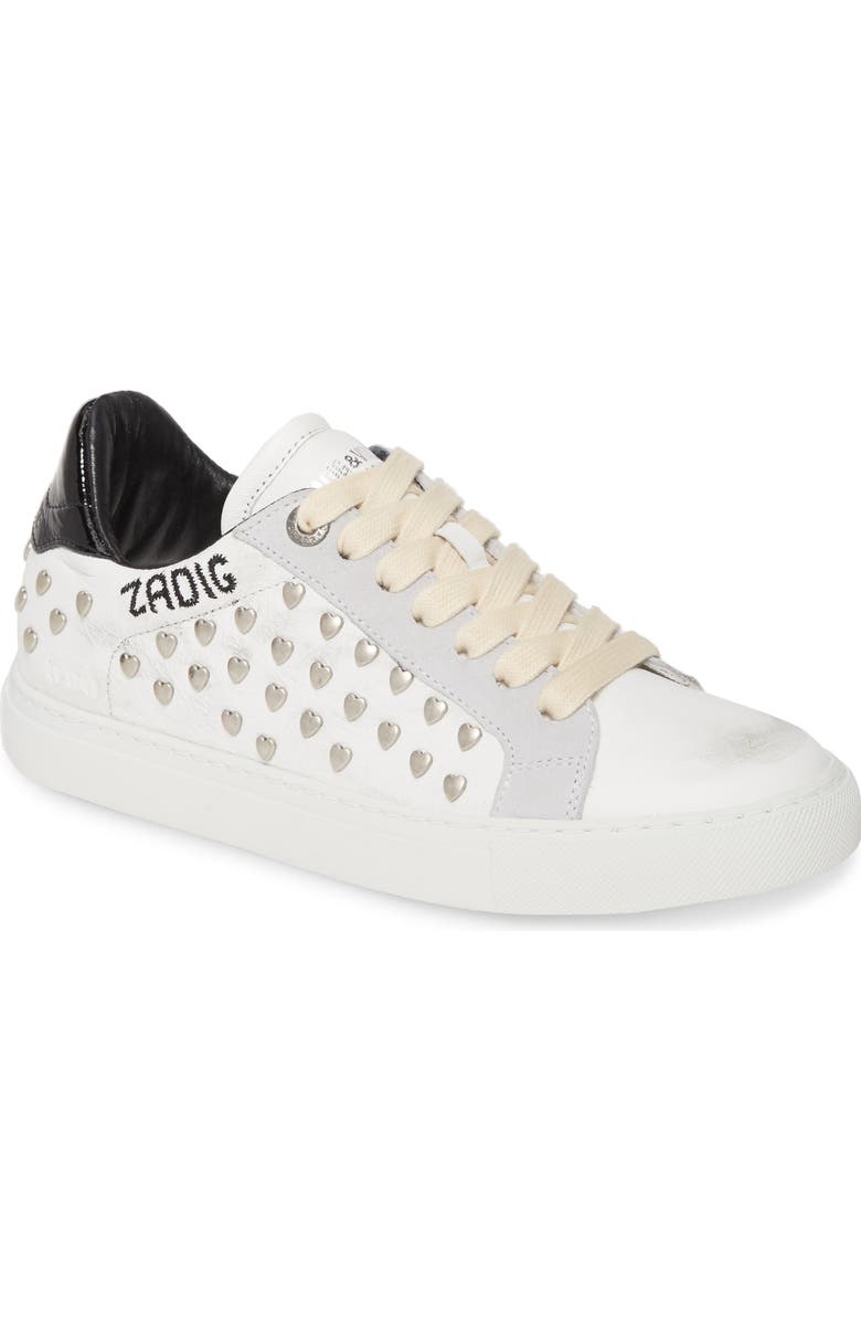 Zadig & Voltaire ZV1747 Heart Stud Sneaker, Main, color,