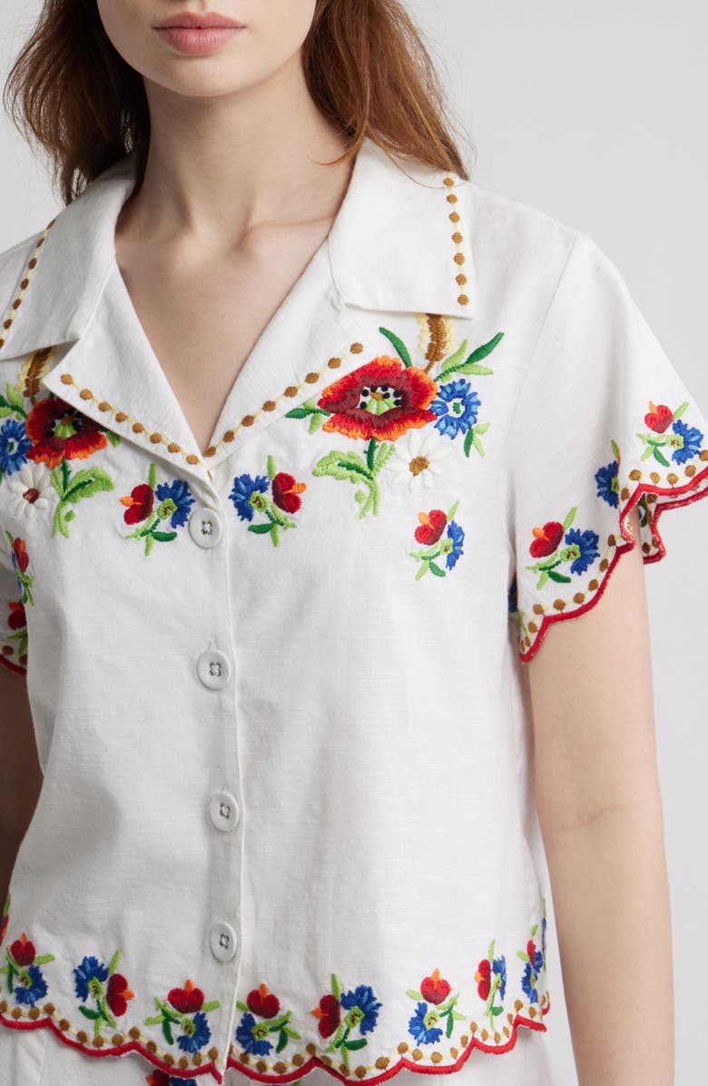 LOVE THE LABEL Vera Embroidered Crop Shirt, Alternate, color, May Morris Embroidery