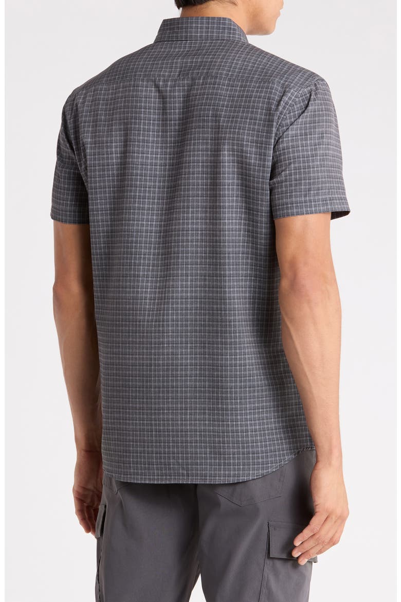 Seabrook Plaid Short Sleeve Button-Up Shirt, Alternate, color, BLACK