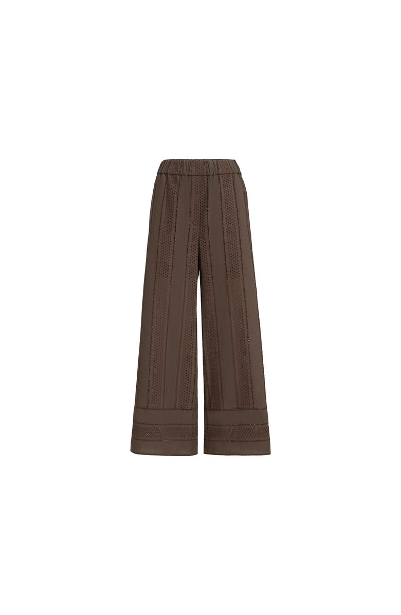 Brunello Cucinelli Broderie anglaise track trousers, Alternate, color, Chocolate