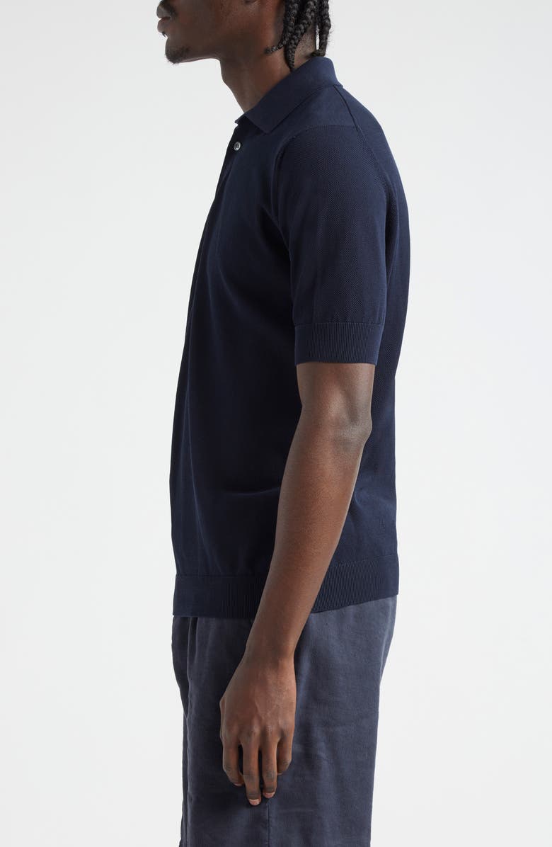 Thom Sweeney Cotton Air Crepe Polo, Alternate, color, Navy