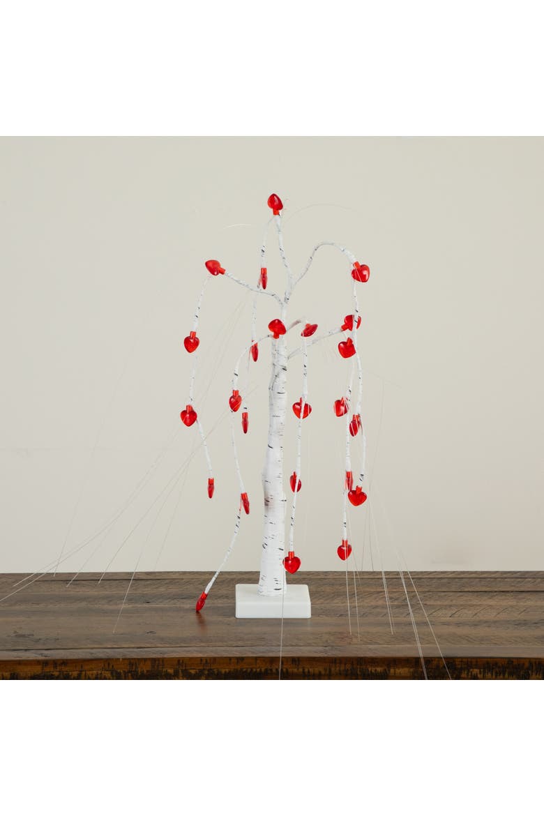 2-ft Pre-Lit Artificial Valentine's Day Willow Tree with 24 Heart Shaped LED Lights, Alternate, color, White