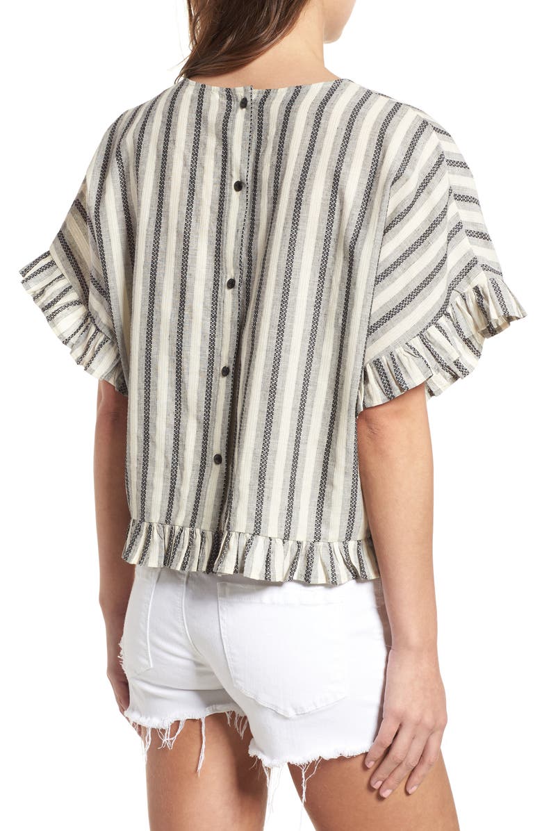 BP. Stripe Ruffle Trim Top, Alternate, color, 