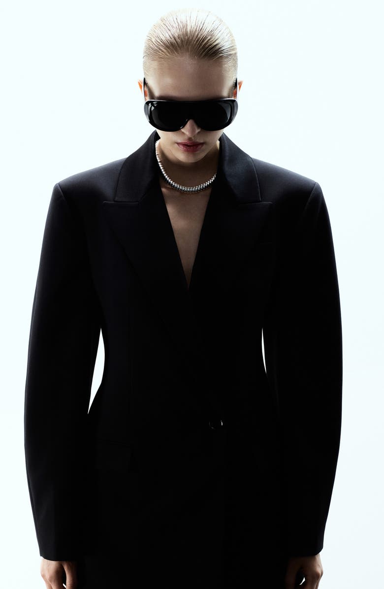 MANGO x Kaia Gerber Wool Blend Blazer Dress, Alternate, color, Black