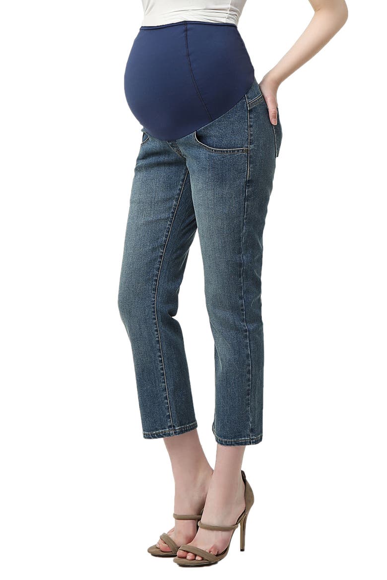 Jodie Crop Girlfriend Maternity Jeans, Alternate, color, MEDIUM INDIGO