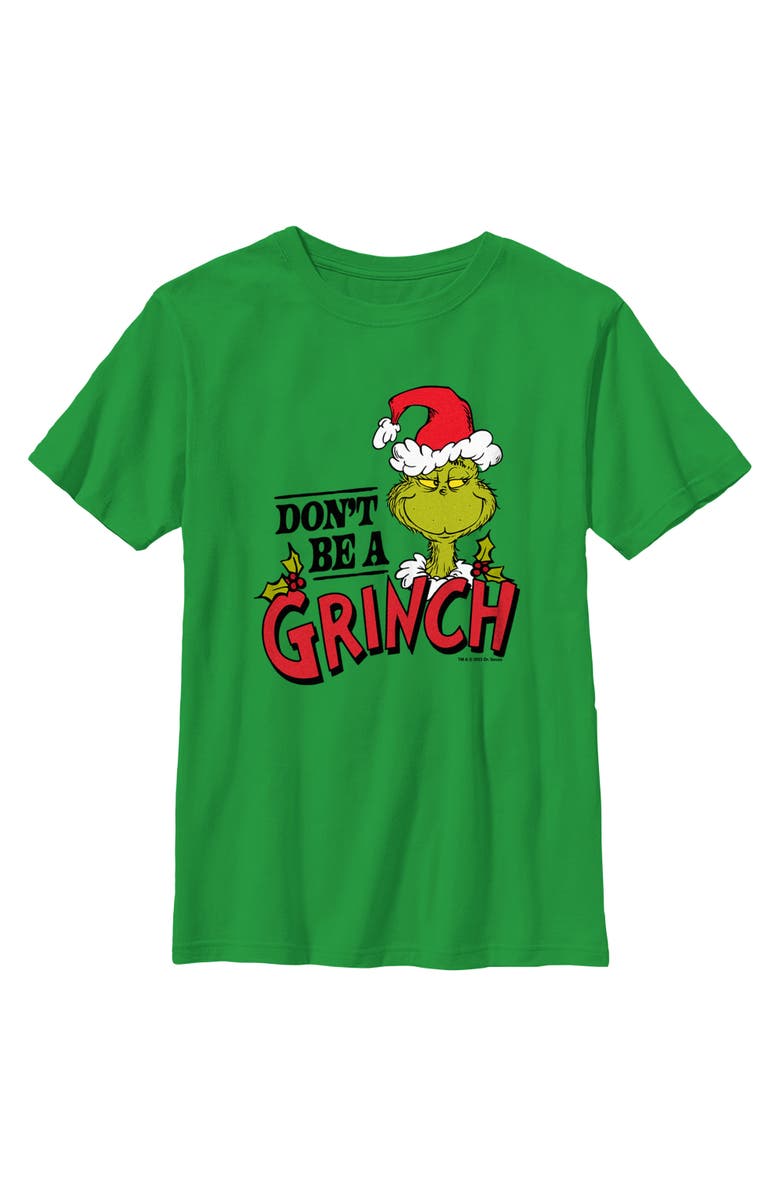 The Grinch Boy's The Grinch Christmas Don't Be a Grinch  Graphic T-Shirt, Main, color, Kelly Green