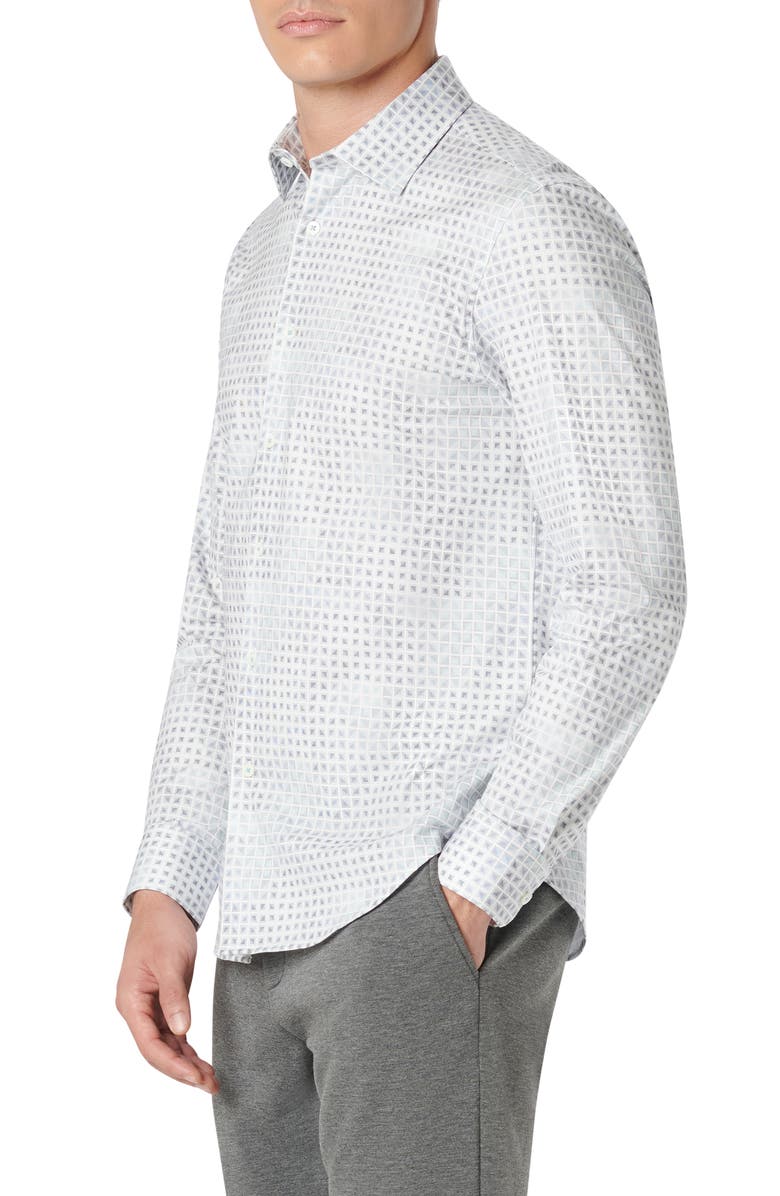 Bugatchi James OoohCotton<sup>®</sup> Geometric Print Button-Up Shirt, Alternate, color, Turquoise